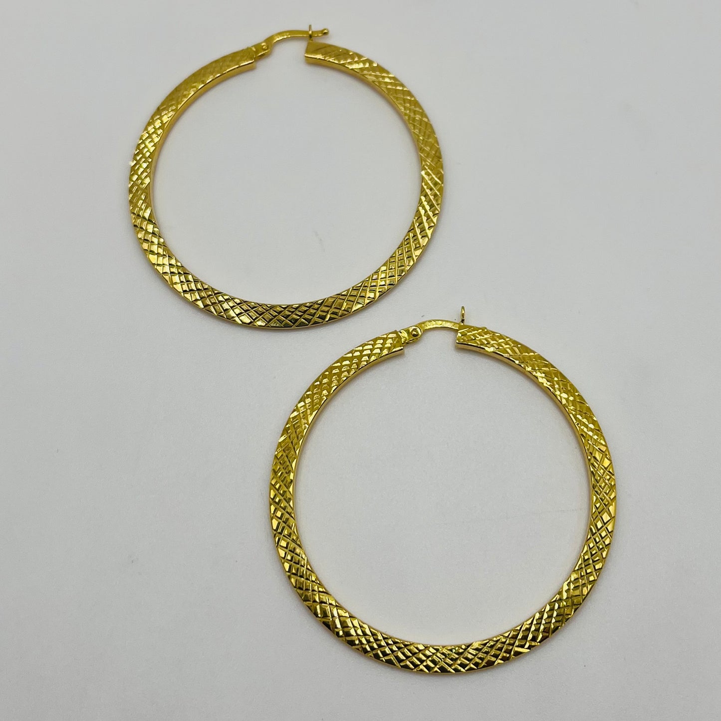 10k Gold Prism Hoops 2in