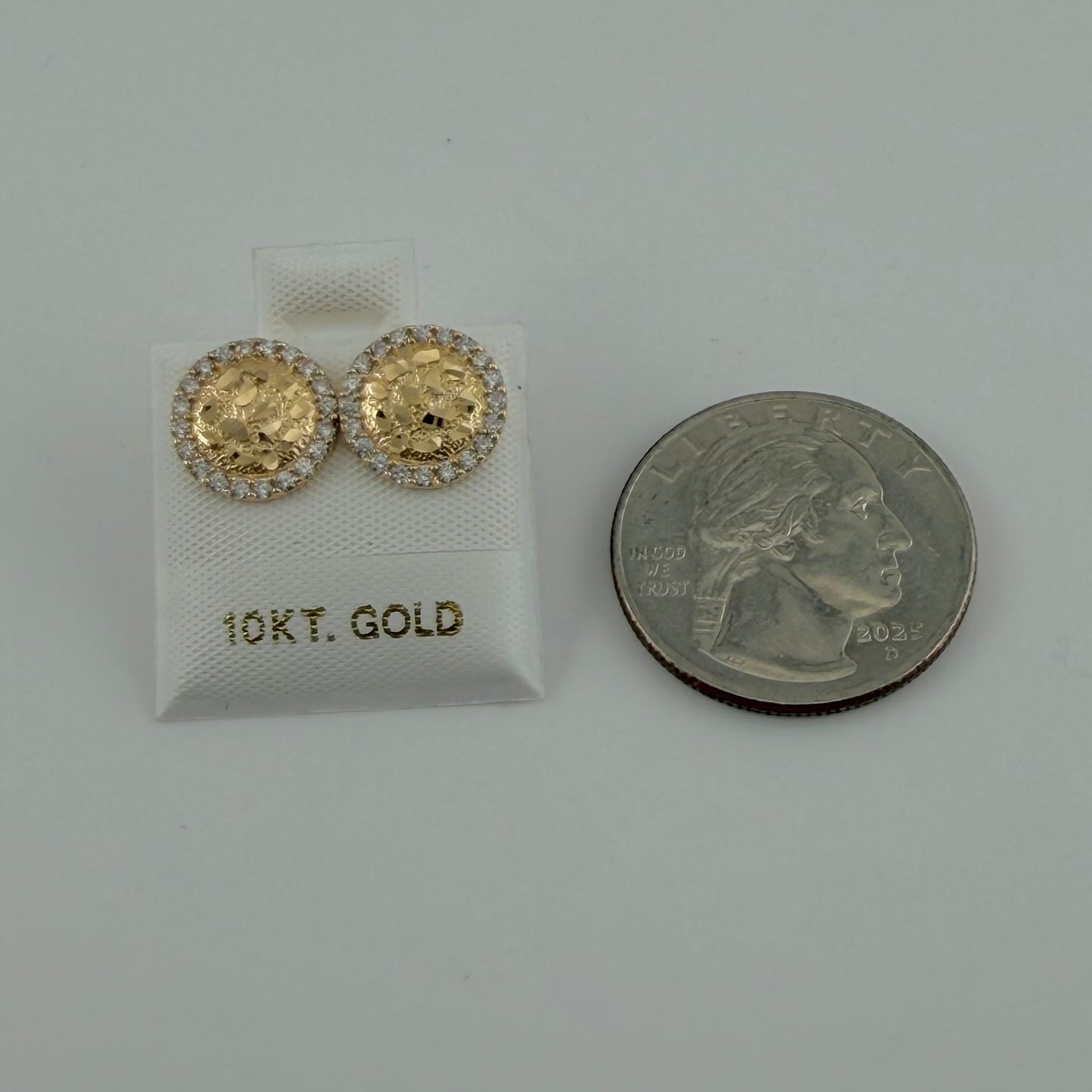10k Gold Rounded Cz Nugget Earrings
