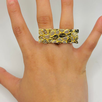 10K Solid Gold 2-Finger Nugget Ring