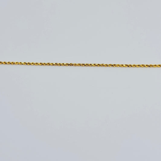 10K Gold 2mm Hollow Rope Bracelet