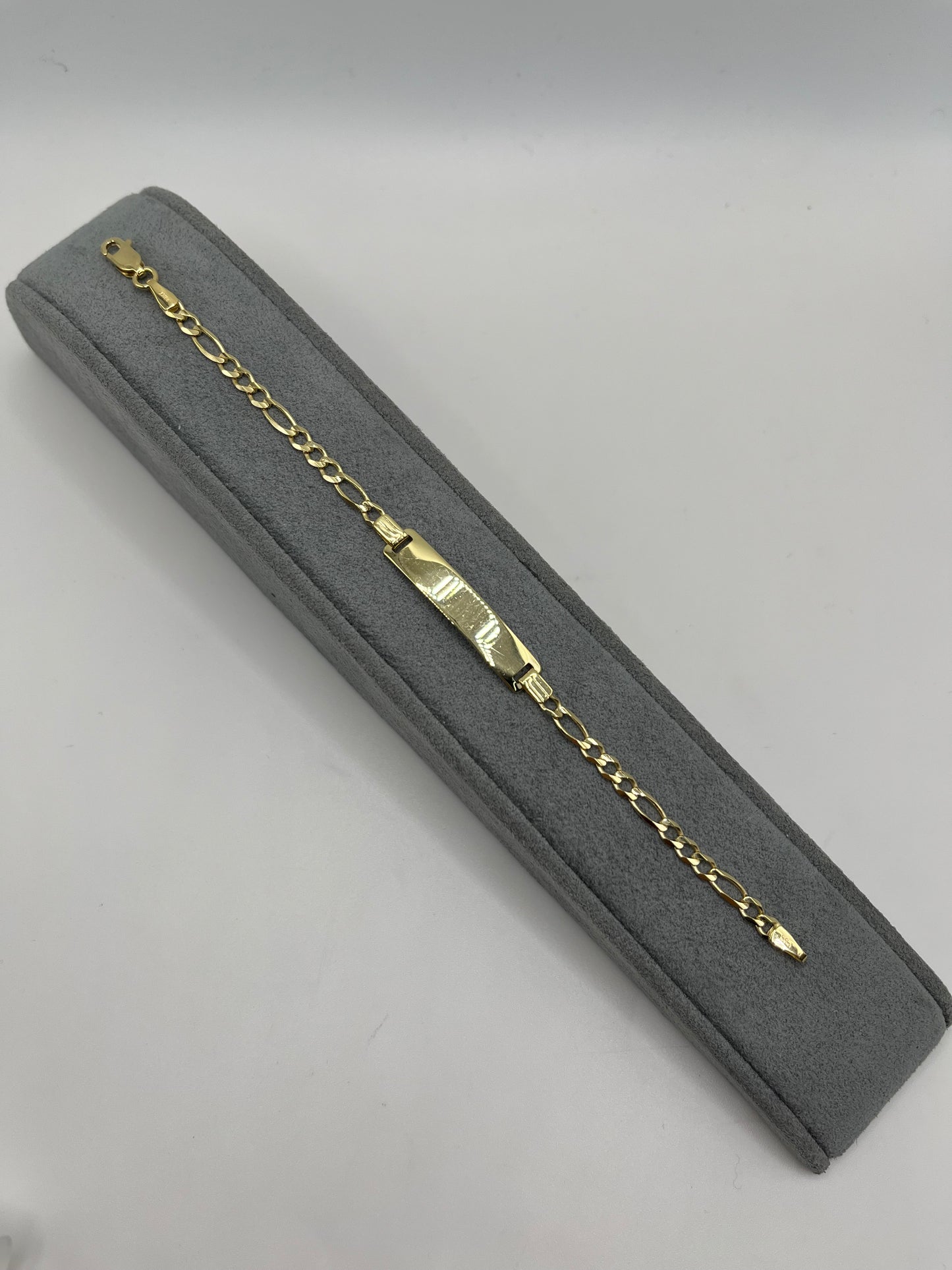 10K Gold 3mm Solid Figaro ID Bracelet