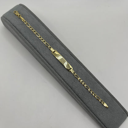 10K Gold 3mm Solid Figaro ID Bracelet