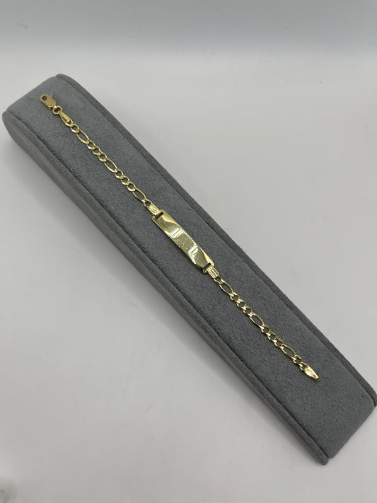10K Gold 3mm Solid Figaro ID Bracelet