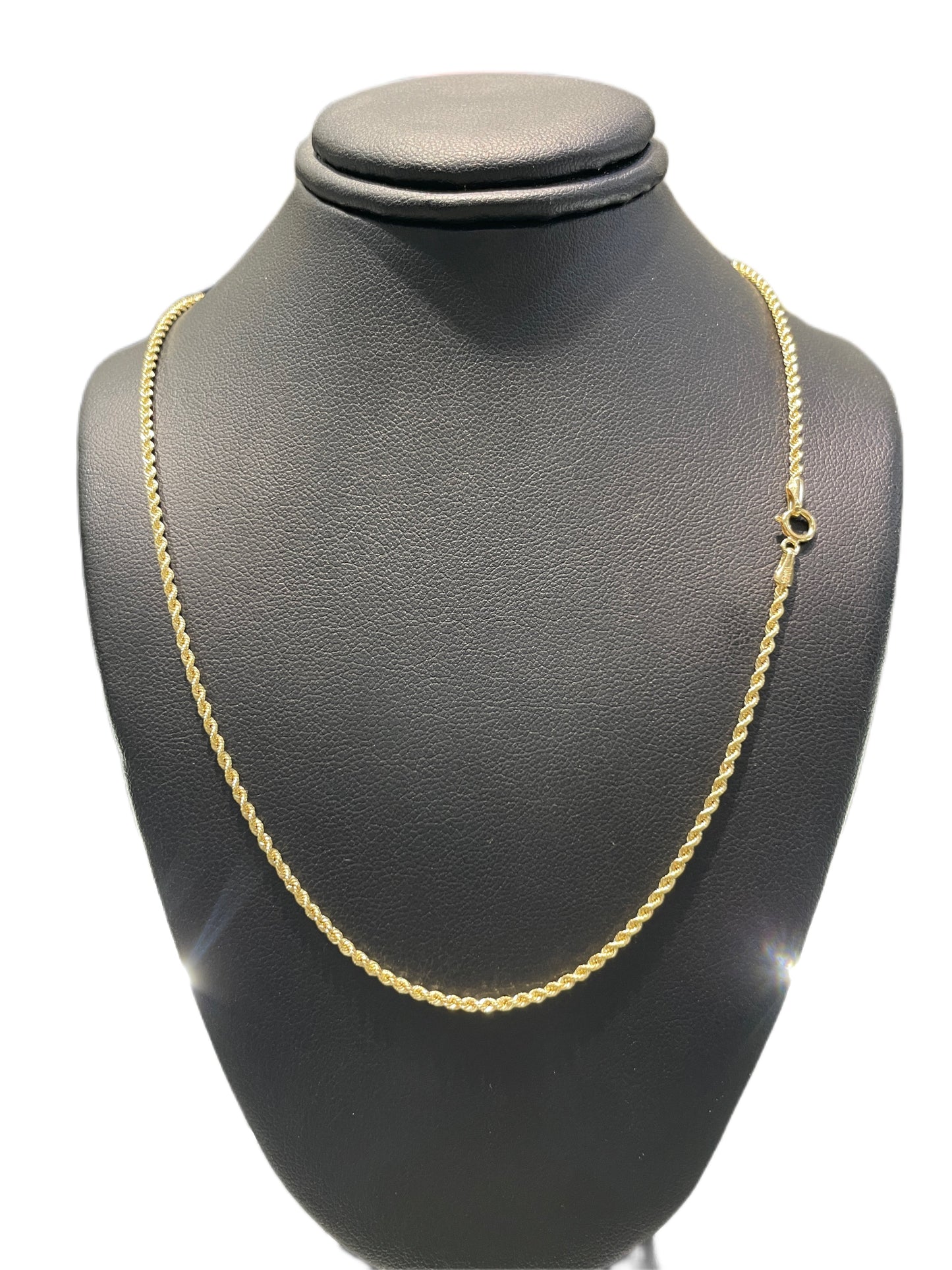 10K Gold 2.1mm Hollow Diamond Cut Rope Chain