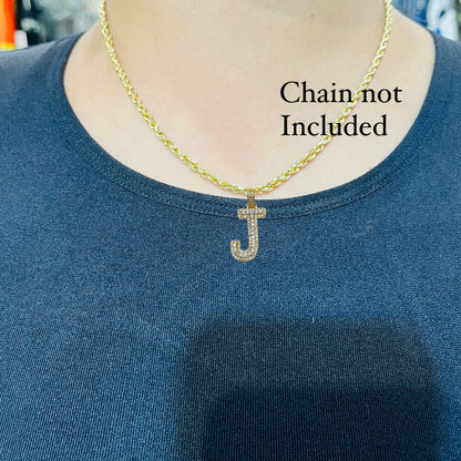 14K Gold Diamond Initial Pendant (Block Font)