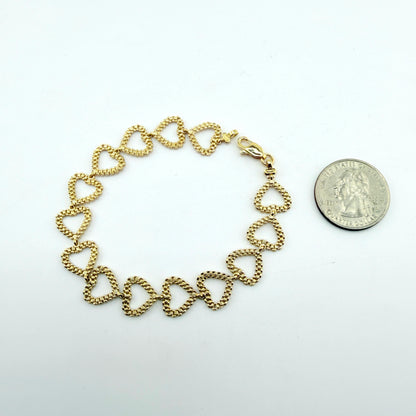 10K Gold RX Open Hearts Bracelet