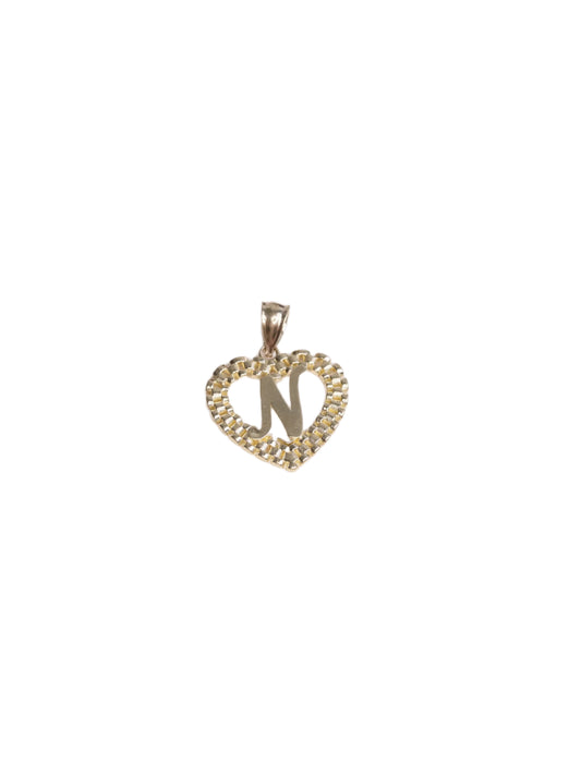 10K Gold RX Heart Initial Charm