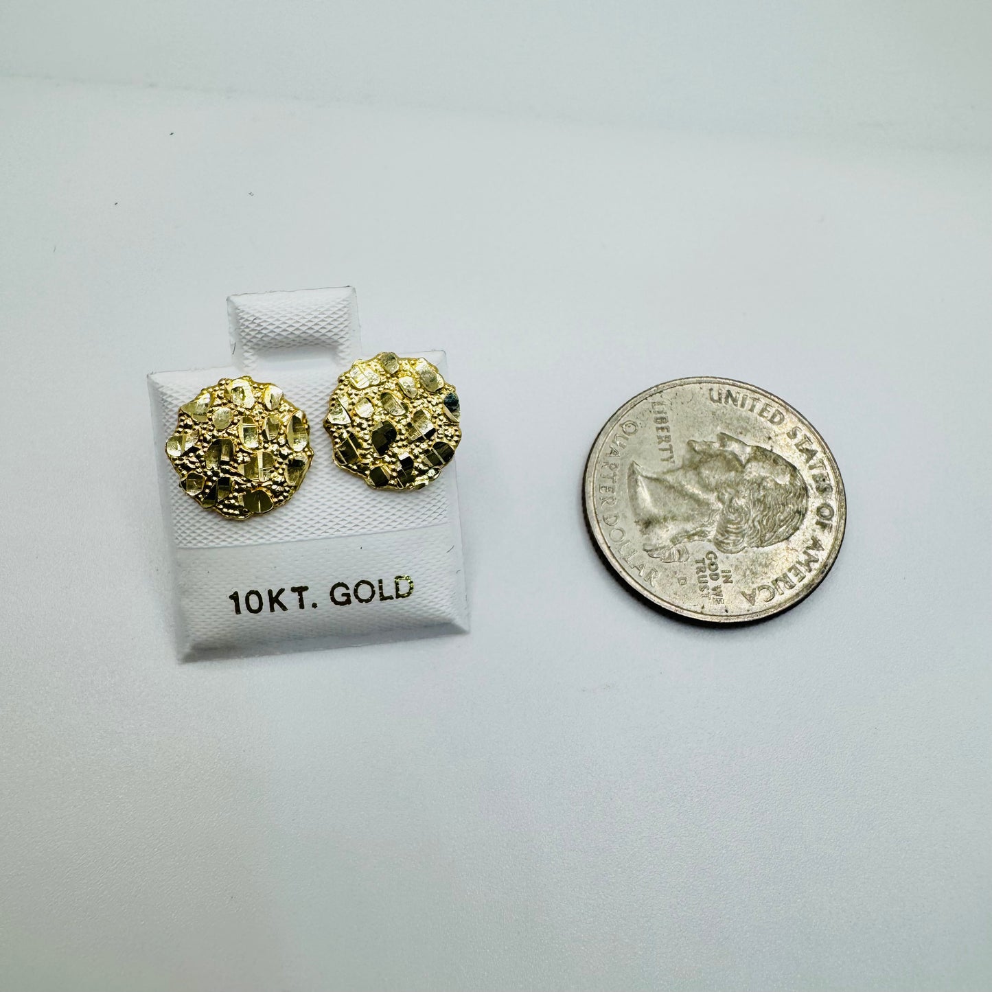 10K Gold Medium Round Nugget Earrings (~11-12mm)