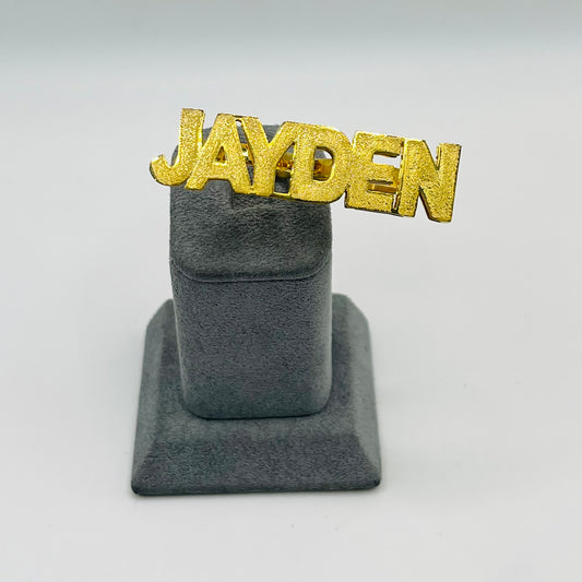 Custom 14K Gold Name Two Finger Ring