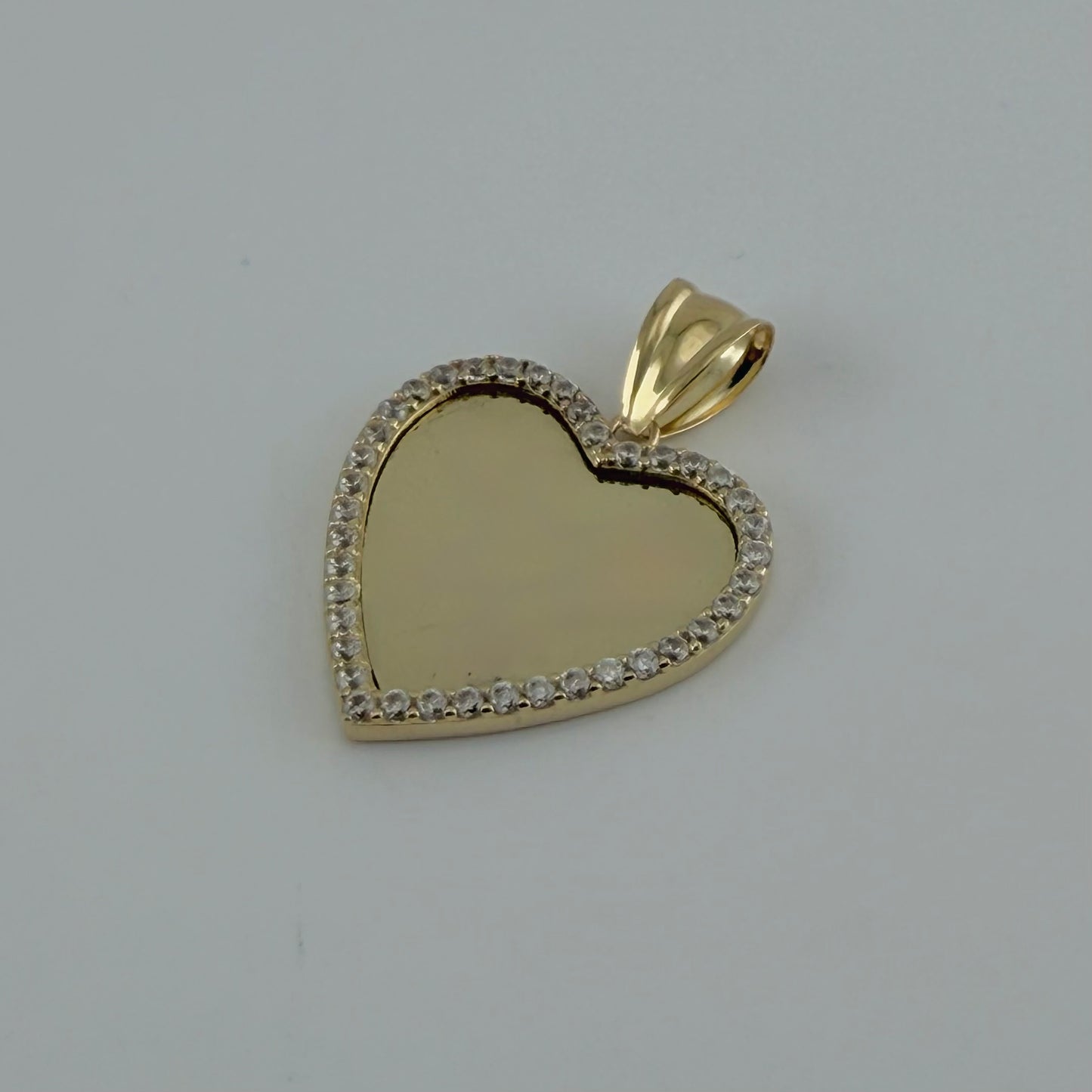 10K Gold Heart Picture Pendant with Cubic Zirconias