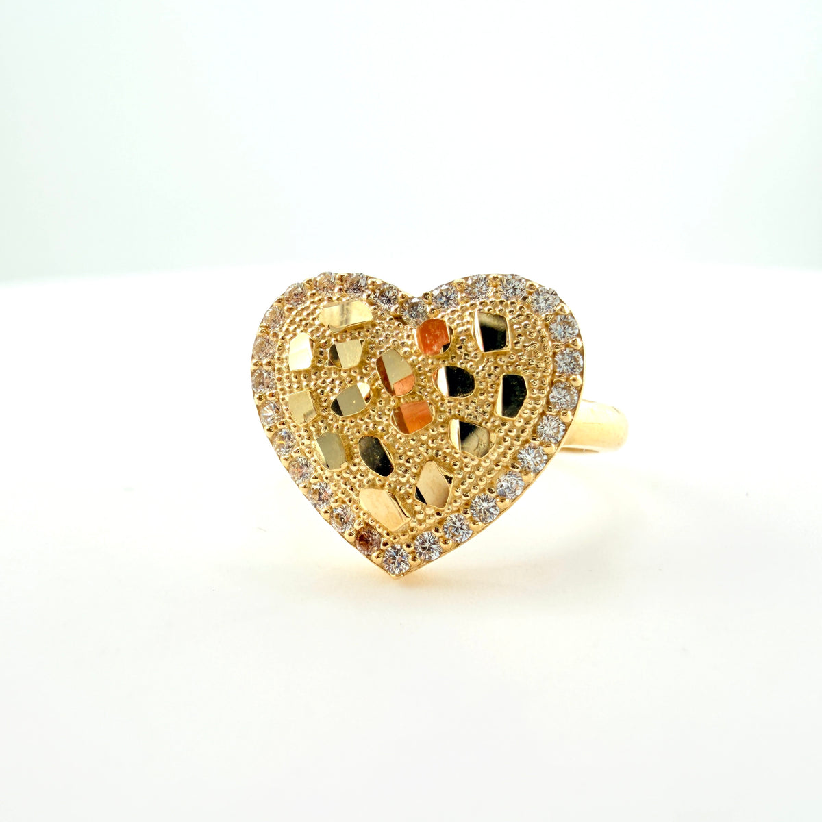 10K Gold Deluxe Nugget Heart with CZ border