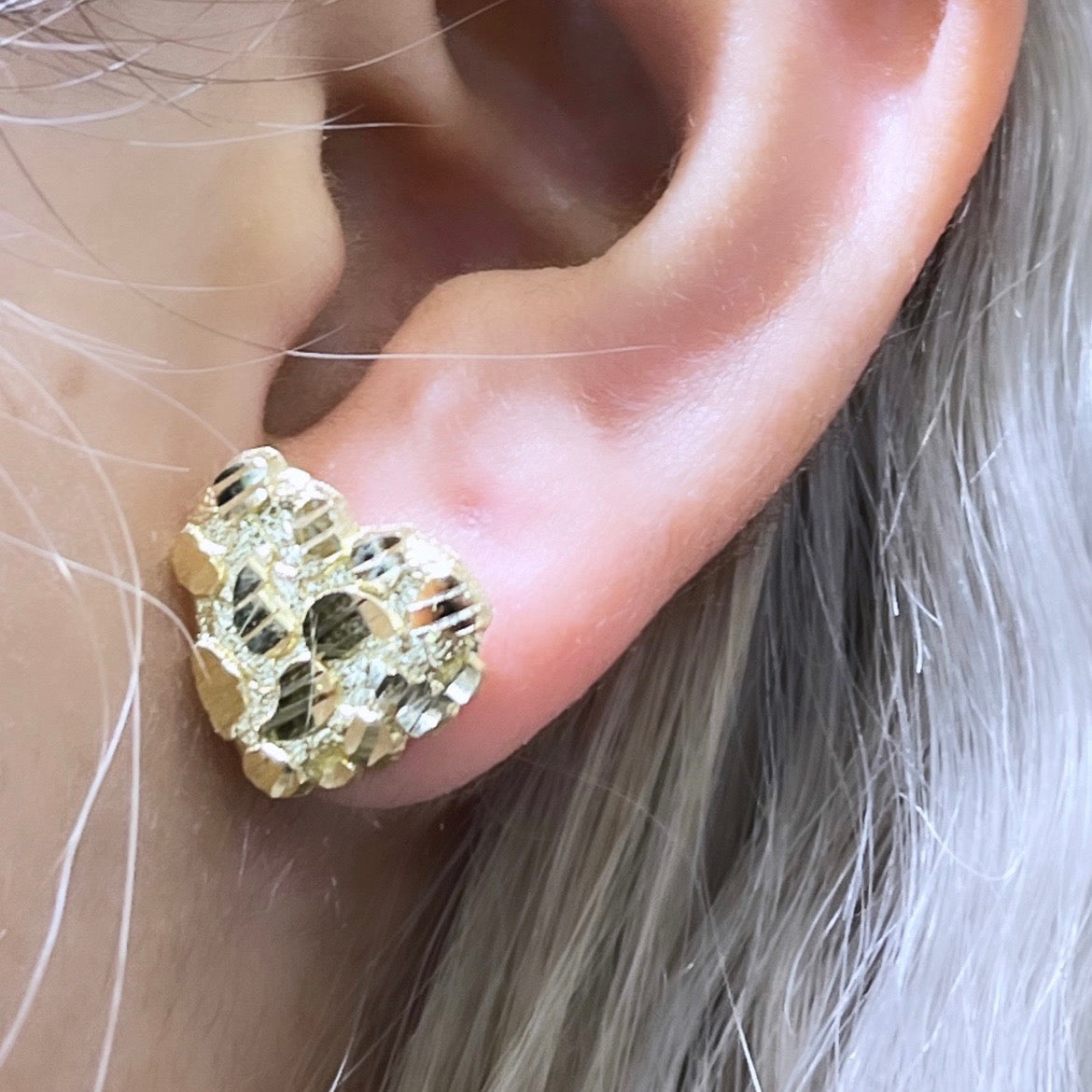 14K Gold Heart Nugget Earrings