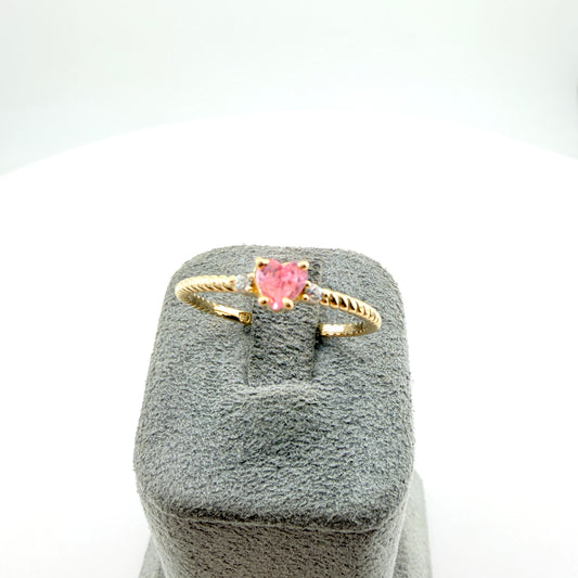 10K Gold Mini Lux Pink CZ Heart Ring