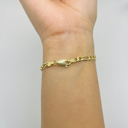 10K 4mm Gold Figaro ID Bracelet