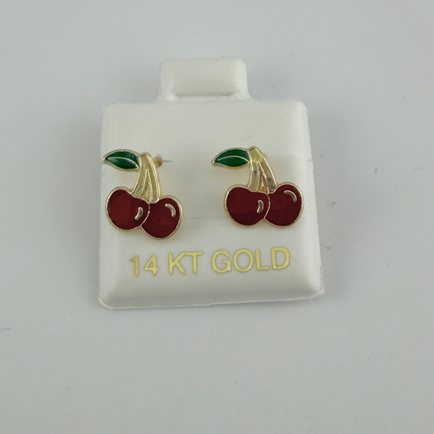 14k Gold Cherry Baby Earrings