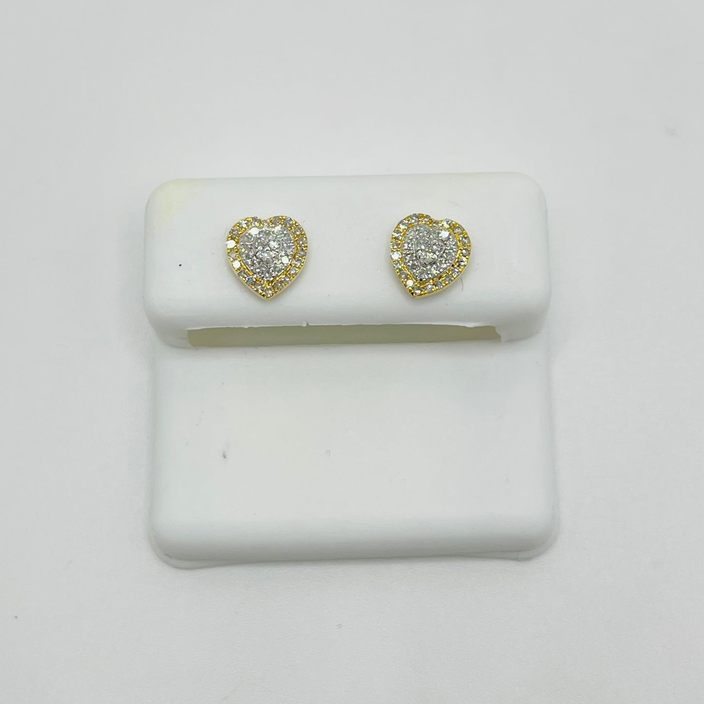 10k Gold Baguette Diamond Heart Earrings (Screwback)