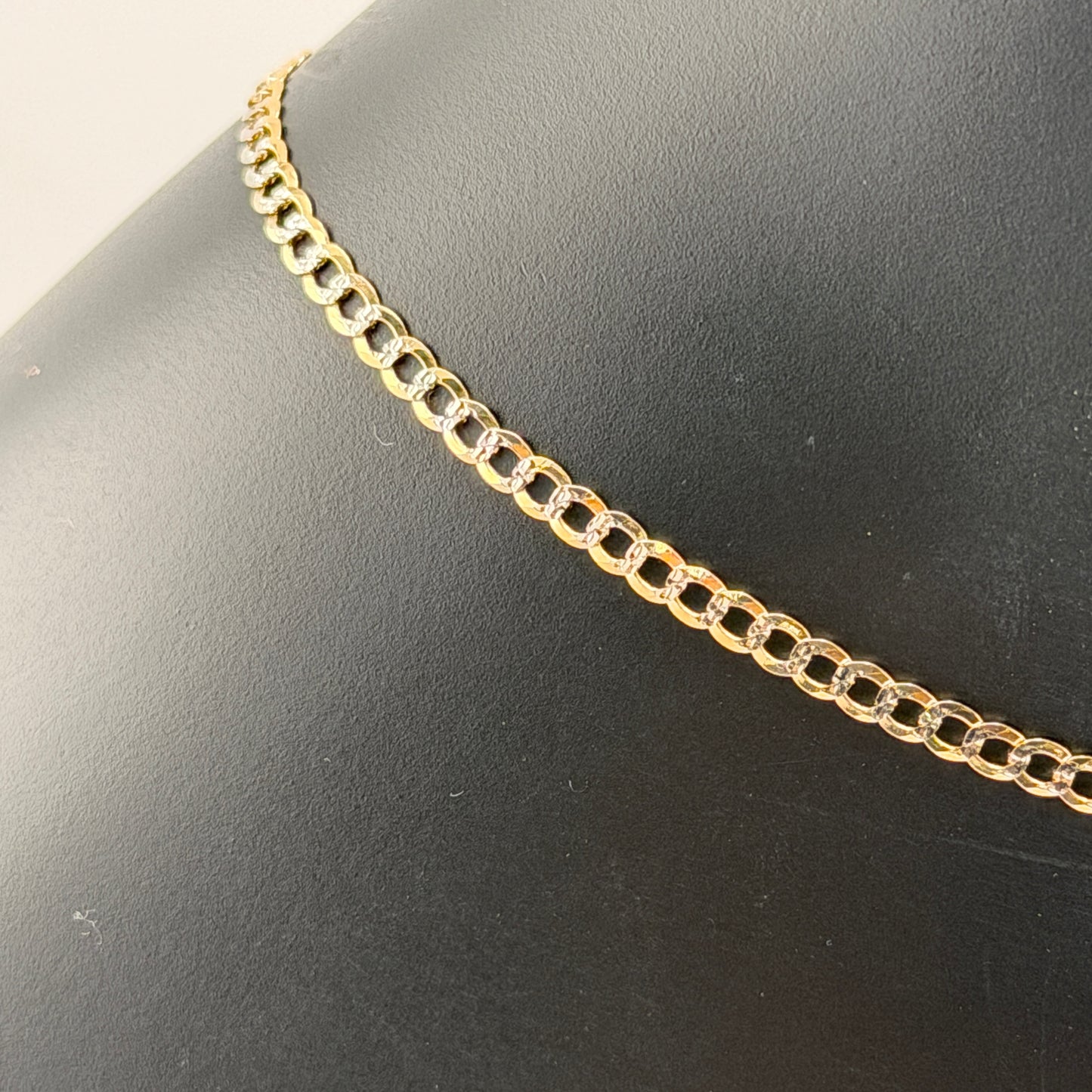 14K Gold Diamond Cut Pave Cuban Curb Anklet
