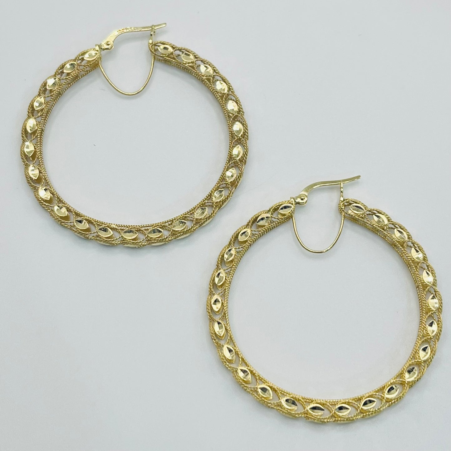 10K Gold Turkish Hoop Earrings (Medium 44mm)