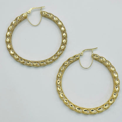 10K Gold Turkish Hoop Earrings (Large, 1.6")