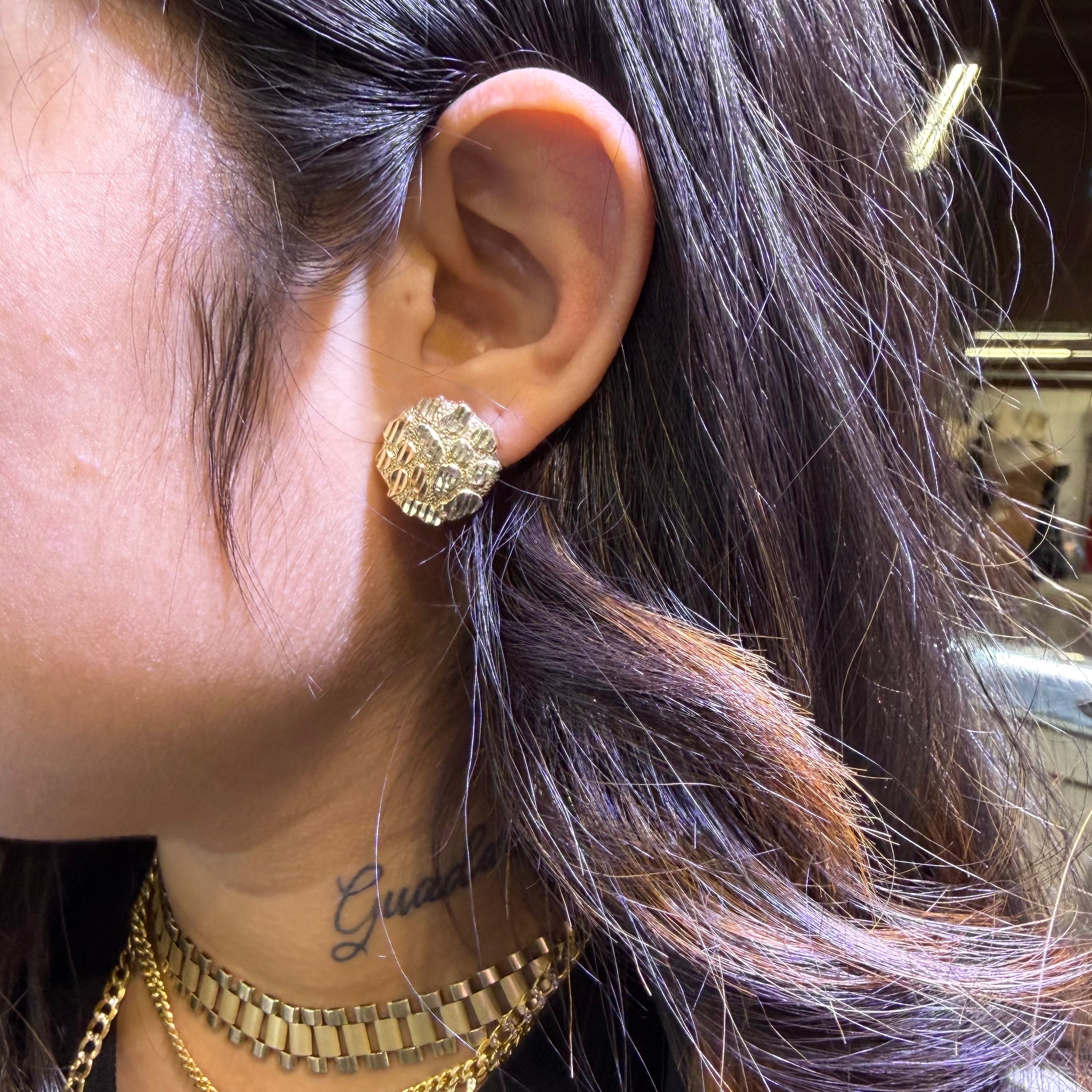 10K Gold Round Nugget Earrings - Large (~18mm) – Candy Jewelers