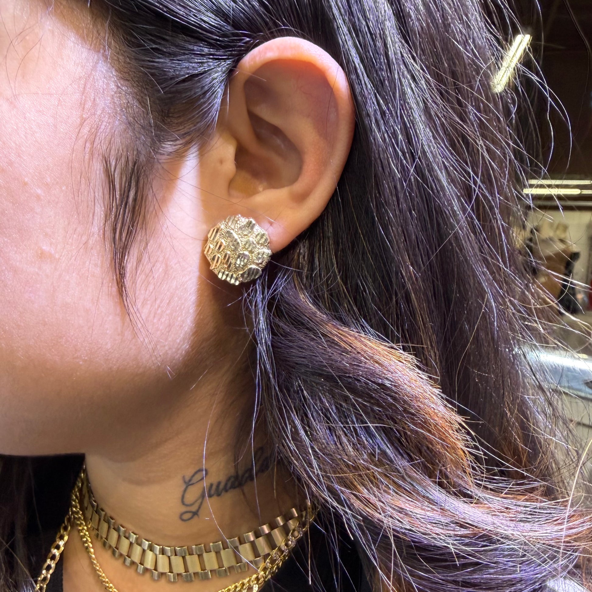 10K Gold Round Nugget Earrings - Large (~18mm) – Candy Jewelers