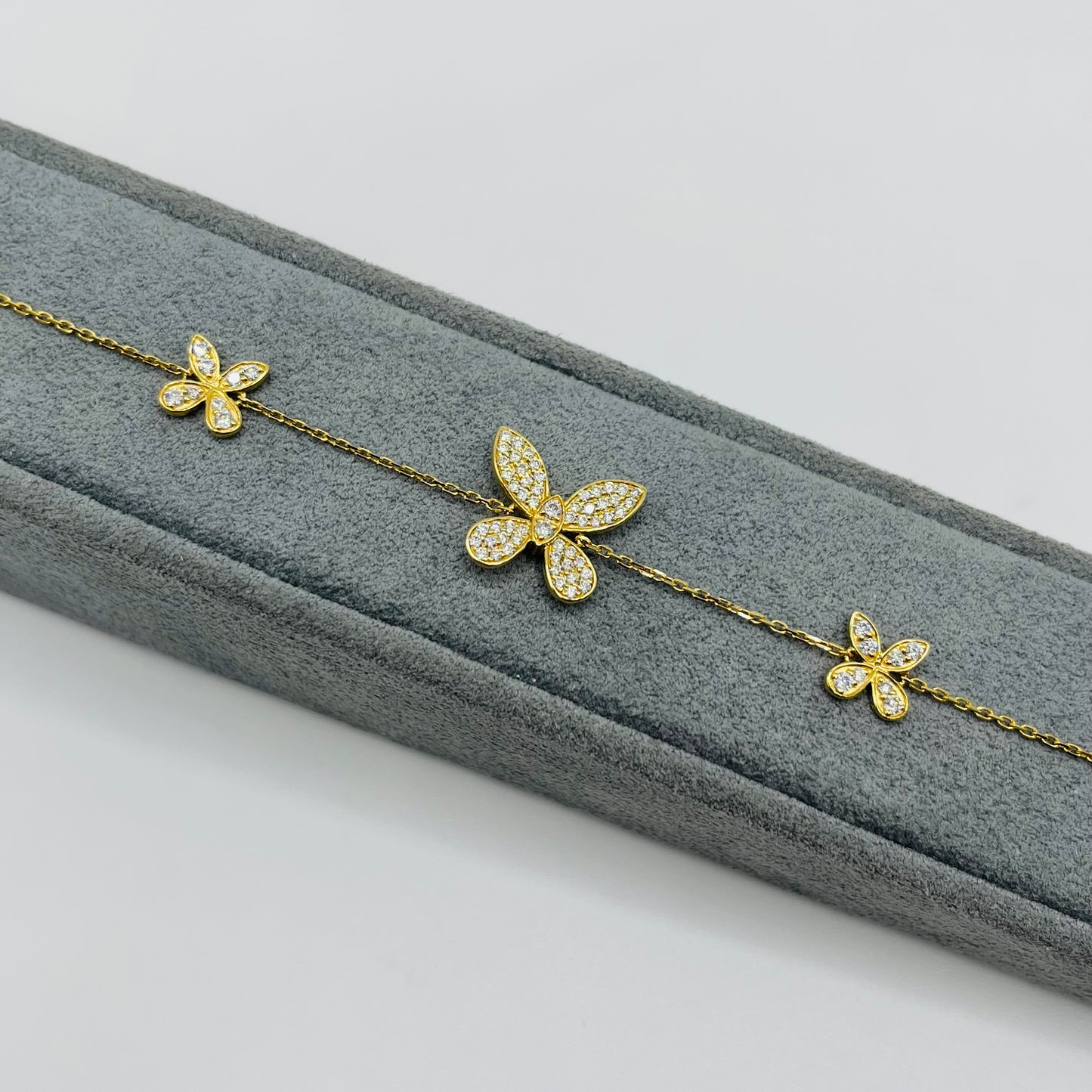 14k Gold Diamond Butterflies Bracelet
