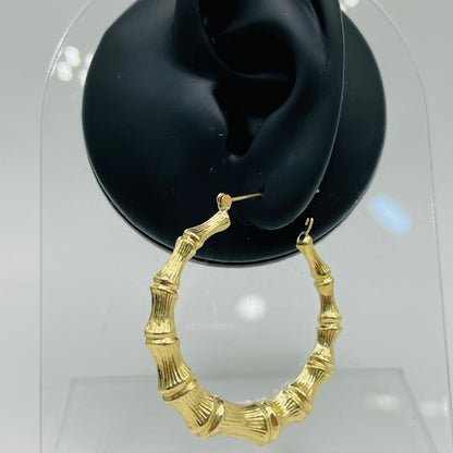 14K Gold 1.7" Bamboo Hoops