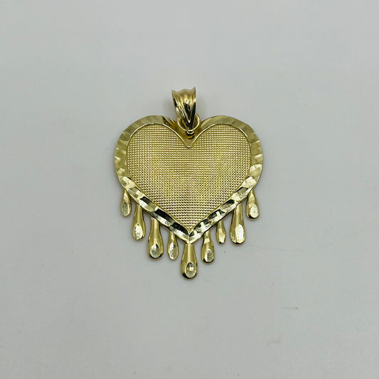 10K Gold Dripping Heart Charm Medium