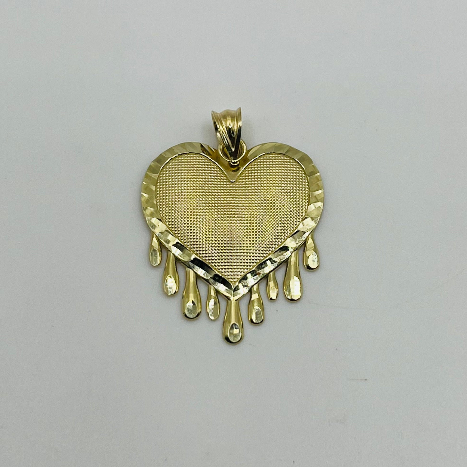 10K Gold Dripping Heart Pendant | Face Size: 27mm