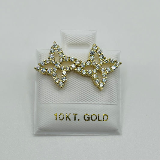 10k Gold 4 Point CZ Earrings