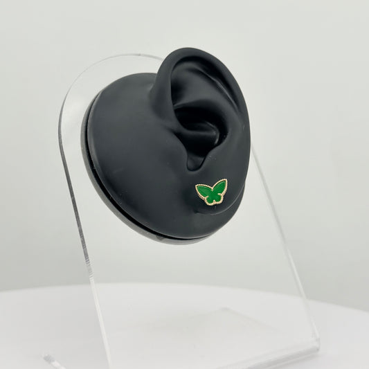 14k Gold Jade Butterfly Earrings