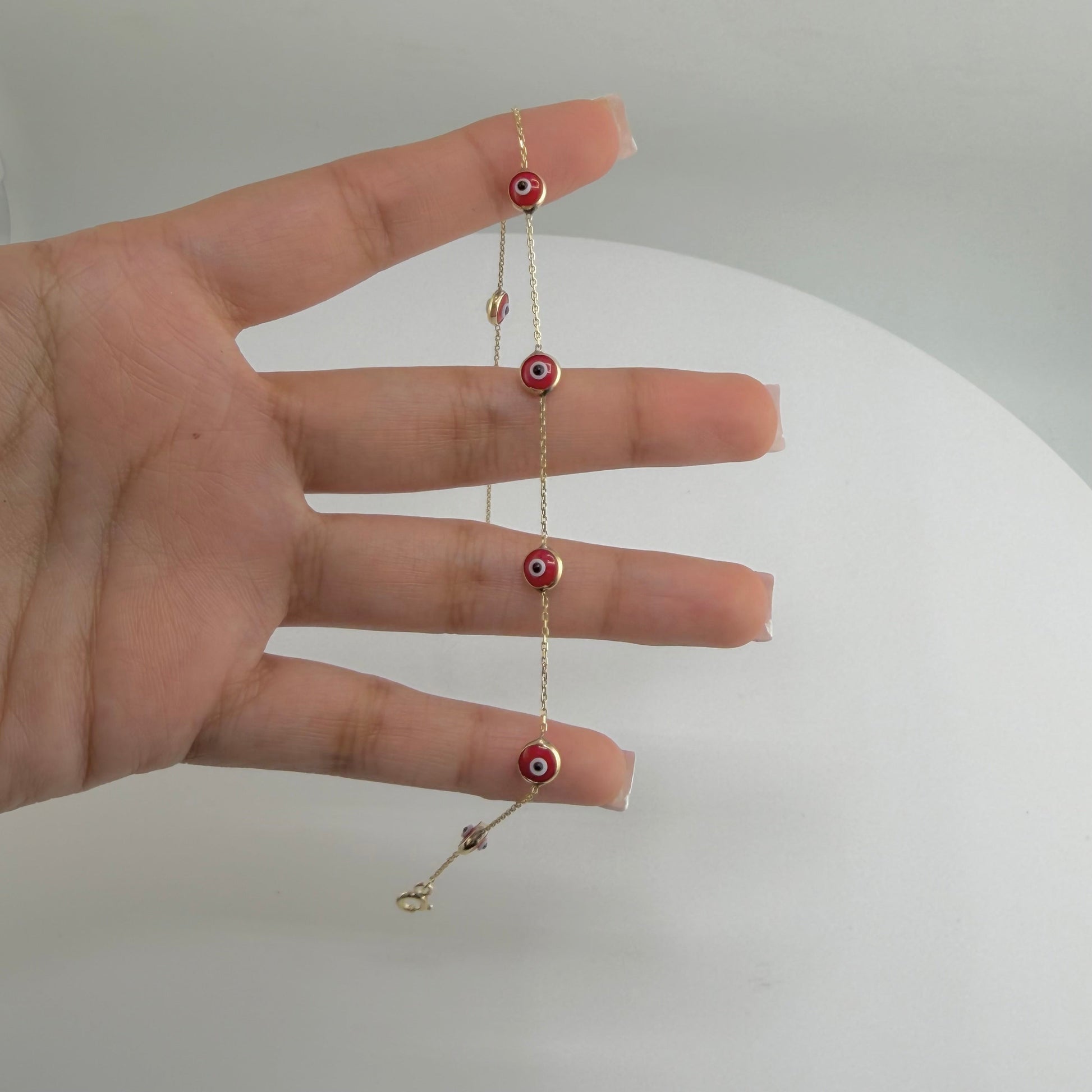 10K Gold Evil Eye Anklet | Style: Multi Red