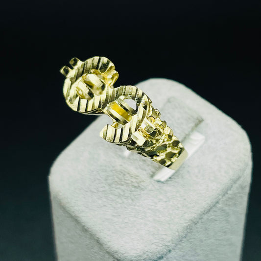 10K Gold Money Sign Nugget Ring