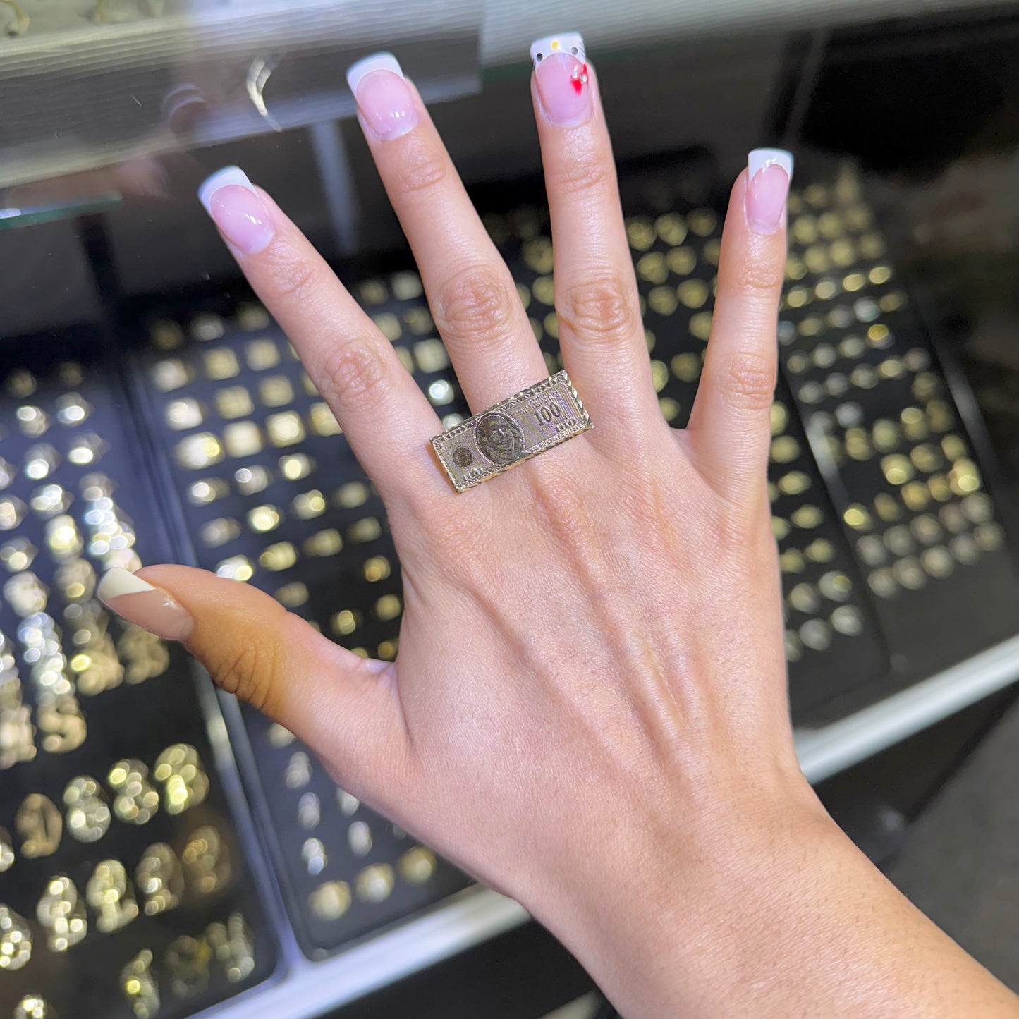 10K Gold $100 Bill Ring (7mm band)