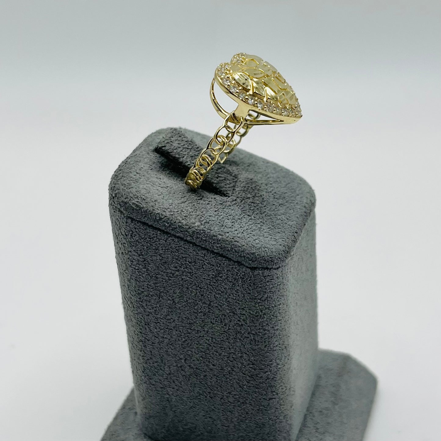 10k Gold Cz Nugget Heart Cable Ring (M)