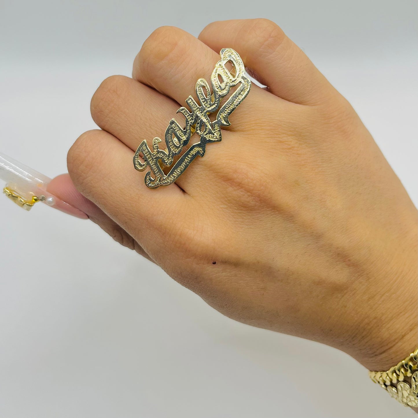 10k Gold Custom Name Two Finger Ring