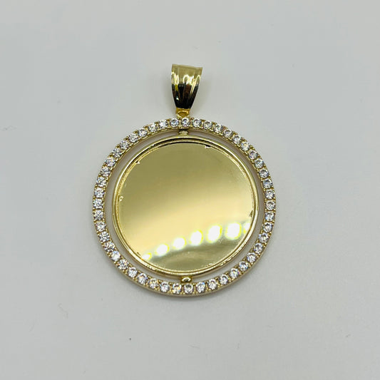 10k Gold Spinning Picture Pendant Large