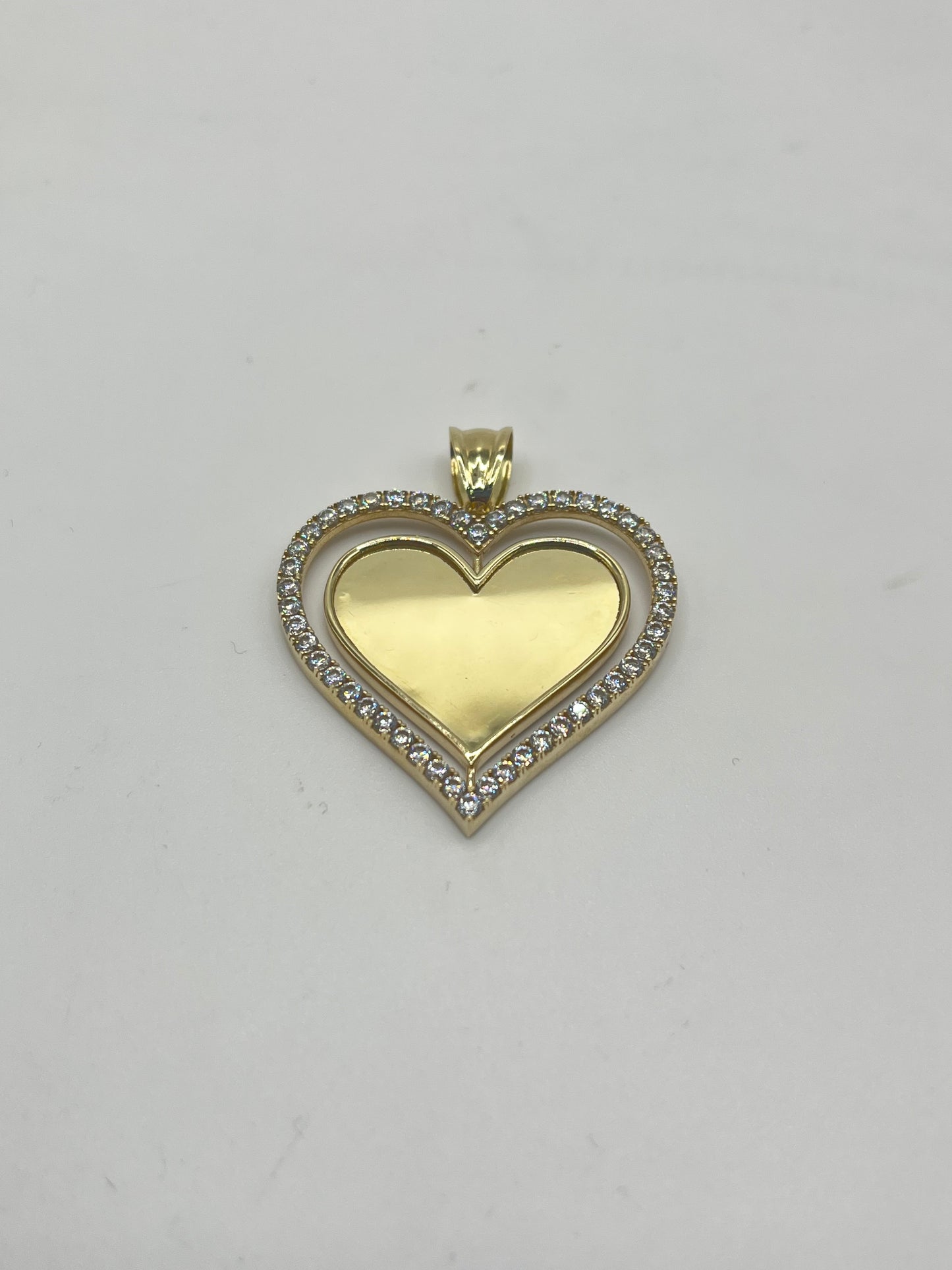 10k Gold Spinning Cz Heart Charm