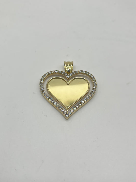 10k Gold Spinning Cz Heart Charm