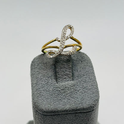14k Gold Diamond Fancy Intial Ring