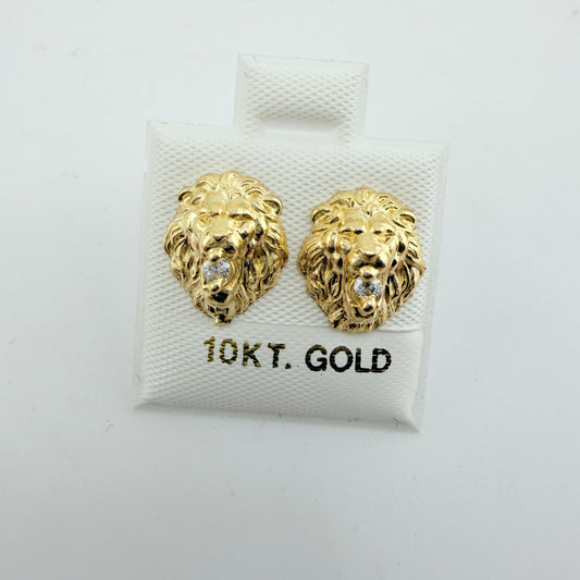 10K Gold Lion Earrings