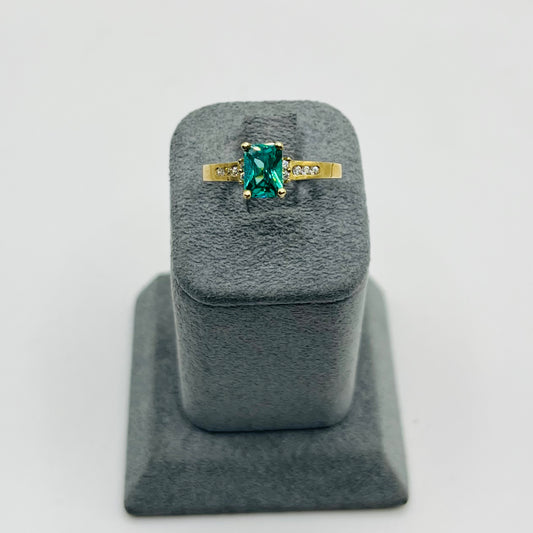 10k Gold Emerald Cz Radiant Ring