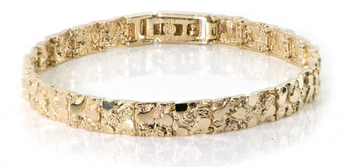 10K Gold Solid Nugget Bracelet | Width: 9mm