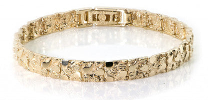 10K Gold Solid Nugget Bracelet | Width: 9mm