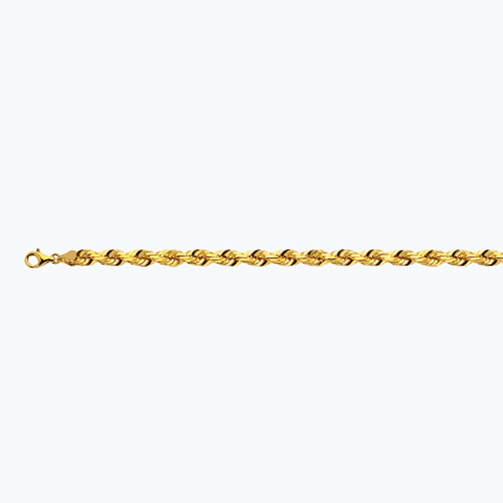 10K Gold Solid 7mm Solid Diamond Cut Rope Chain