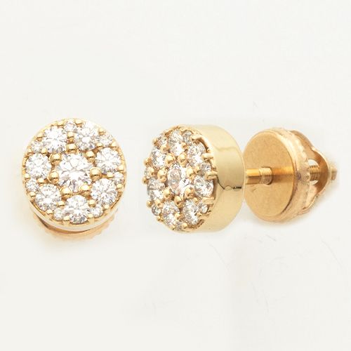 Diamond Flower earrings 7-stone 14KY 1.00ctw