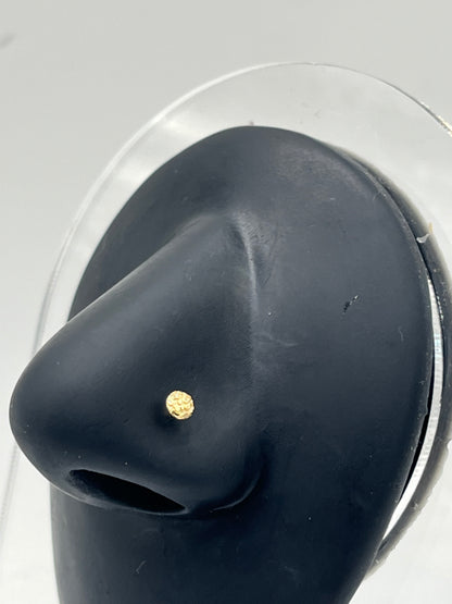 14K Gold Round Nugget Nose Ring