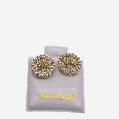 10K Gold Benz Style Earrings | Face Size: 10mm