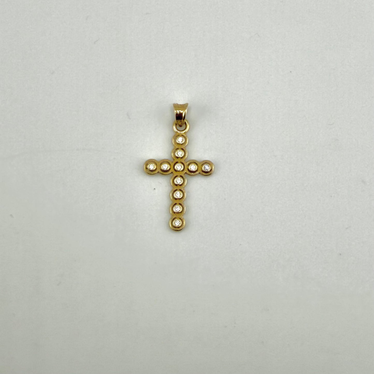 10k Gold Cz Bezel Cross Charm