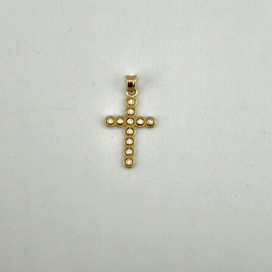 10k Gold Cz Bezel Cross Charm